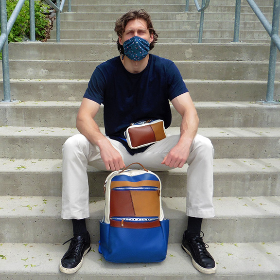 Backpack in the arboretum